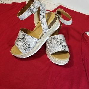 Python Beige Snake Espadrille platform sandal